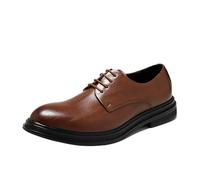 Mens Oxford Dress Shoes Genuine Leather Lace Up Plain Toe Non Slip Sole Prom Formal Working Comfortable(Marrone,8 UK)