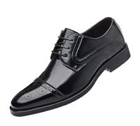 Mens Oxford Dress Shoes Top Grain Leather Lace Up Pointed Toe Non Slip Rubber Sole Block Heel Work Casual Comfortable Professional(Negro,11 UK)