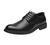 Mens Oxford Dress Shoes Vegan Leather Round Toe Casual Business Rubber Sole Slip Dress Party Classic Lace Up(7 UK) Black