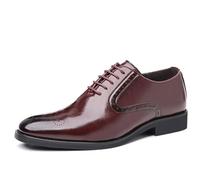 Mens Oxford Dress Shoes Vintage Waterproof Leather Lace Up Brogue Non Slip Work Comfortable Classic Professional(Rojo,11 UK)