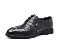 Mens Oxford Dress Shoes Wedding Italian Leather Lace Up Pointed Toe Non Slip Rubber Sole Slip Resistant Anti Slip Formal Comfortable Outdoor(Negro,8 UK)