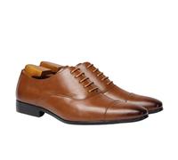 Men's Oxford Formal Wingtip Dress Shoes Leather Lace Up Business Derby Shoes for Men (Light Tan,8)