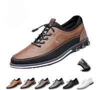 Men's Oxford Orthopedic Leather Shoes, Soft Soles Lightweight Driving Leather Oxfords Adjustable Lace-Up Formal Casual Business Derbies (Brown,46EU)