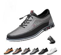 Men's Oxford Orthopedic Leather Shoes, Soft Soles Lightweight Driving Leather Oxfords Adjustable Lace-Up Formal Casual Business Derbies (Grey,51EU)