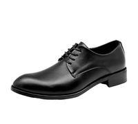 Mens Oxford Shoes French Leather Lace Up Pointed Toe Non Slip Rubber Sole Working Business Tuxedo Wedding Formal Comfortable(9.5 UK) Black