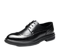 Mens Oxford Shoes Leather Pointed Toe Trendy Business Dress Casual Footwear for Youth Office Daily Formal Events(7.5) Black