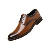 Mens Oxford Shoes Pointed Toe Large Size Leather Dress Business Footwear for Suit Wear and Groom Wedding(Brown,10.5)