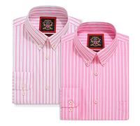 Mens Oxford Striped Shirt,Button Down Collar,Business Formal Work or Casual Shirts. Also Offered as Set of Two Shirts,The Elizabeth Stripe,Janeo British Apparel. (Vintage Pink, Pack of 2, 3XL)