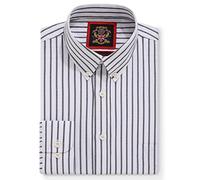 Mens Oxford Striped Shirt,Button Down Collar,Business Formal Work or Casual Shirts. Also Offered as Set of Two Shirts,The Elizabeth Stripe,Janeo British Apparel. (City Grey, White Stripe, 2XL)