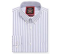 Mens Oxford Striped Shirt,Button Down Collar,Business Formal Work or Casual Shirts. Also Offered as Set of Two Shirts,The Elizabeth Stripe,Janeo British Apparel. (Ocean Blue, White Stripe, L)