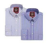 Mens Oxford Striped Shirt,Button Down Collar,Business Formal Work or Casual Shirts. Also Offered as Set of Two Shirts,The Elizabeth Stripe,Janeo British Apparel. (Denim Blue, Pack of 2, XL)