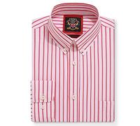 Mens Oxford Striped Shirt,Button Down Collar,Business Formal Work or Casual Shirts. Also Offered as Set of Two Shirts,The Elizabeth Stripe,Janeo British Apparel. (Warming Red, White Stripe, L)