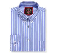 Mens Oxford Striped Shirt,Button Down Collar,Business Formal Work or Casual Shirts. Also Offered as Set of Two Shirts,The Elizabeth Stripe,Janeo British Apparel. (Ocean Blue, Bold Stripe, 3XL)