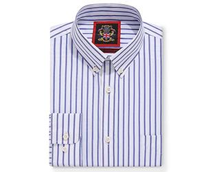 Mens Oxford Striped Shirt,Button Down Collar,Business Formal Work or Casual Shirts. Also Offered as Set of Two Shirts,The Elizabeth Stripe,Janeo British Apparel. (Denim Blue, White Stripe, 2XL)