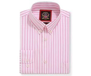 Mens Oxford Striped Shirt,Button Down Collar,Business Formal Work or Casual Shirts. Also Offered as Set of Two Shirts,The Elizabeth Stripe,Janeo British Apparel. (Vintage Pink, White Stripe, S)