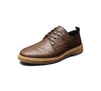 Mens Oxfords Leather Lace-ups Formal Business Dress Fashion Brogues Classic Derbys Casual No-Slip Wedding Walking Shoes Brown Size 5