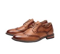Mens Oxfords Shoes Lace-Ups Dress Shoes Wingtip Brogues Orthopedic Comfort Formal Shoes Business Casual Classic Derby Shoes (Light Brown,44 EU)
