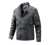 Men's Packable Puffer Jacket Lightweight Softshell Diamond Quilted Jackets Winter Slim Fit Padded Bomber Outerwear (Grey,XL)