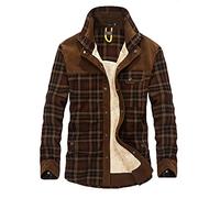 Men's Padded Check Shirt Fur Lumberjack Collared Quilted Jacket Warm Thermal Casual Workwear Top Fleece Lumber Jack Padded Thick Shirts Button Down Sherpa Fleece Lined Cotton Work Coat
