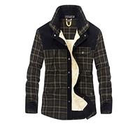 Men's Padded Check Shirt Fur Lumberjack Collared Quilted Jacket Warm Thermal Casual Workwear Top Fleece Lumber Jack Padded Thick Shirts Button Down Sherpa Fleece Lined Cotton Work Coat