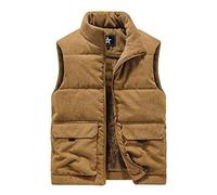 Mens Padded Gilet Bodywarmer,Men'S Winter Fleece Padded Waistcoat Button Natural Yellow Work Vest Body Warmer Sleeveless Jacket With Pocket Fishing Vest Quilted Vest Windproof Men'S Outerwear Gilets