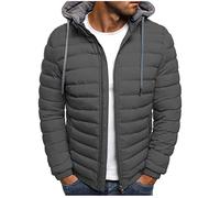 Mens Padded Jacket Hooded Puffer Jacket Water Resistant Packable Jacket Warm Down Jacket Microfibre Long Down Jacket Winter Coat Zip Double Layer Outerwear Filler for Travelling Walking