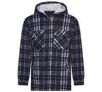 Mens Padded Long Sleeve Lumberjack Hooded Check Pattern Shirt Casual Warm Fleece Lined Flannel Work Wear Double Sided Pocket Shirts