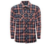 Mens Padded Lumber Jack Shirt Quilted Thick Fleece Lined Checked Printed Worker Warm Winter Collared Button up Fastening Long Sleeves[Blue,L]