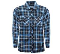 Mens Padded Lumber Jack Shirt Quilted Thick Fleece Lined Checked Printed Worker Warm Winter Collared Button up Fastening Long Sleeves[Blue,XXL]