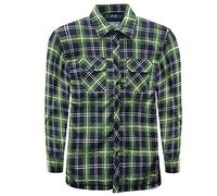 Mens Padded Lumber Jack Shirt Quilted Thick Fleece Lined Checked Printed Worker Warm Winter Collared Button up Fastening Long Sleeves[Blue,L]