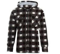 Mens Padded Lumberjack Flannel Shirt Jacket - Thick Quilted Check Work Shirt Coat with Faux-Fur Lined Hood/Collar, Thermal Fleece Lined, Heavy Duty Workwear Unisex Casual Coat Hooded Brown 4XL