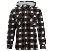 Mens Padded Lumberjack Flannel Shirt Jacket - Thick Quilted Check Work Shirt Coat with Faux-Fur Lined Hood/Collar, Thermal Fleece Lined, Heavy Duty Workwear Unisex Casual Coat Hooded Brown XL