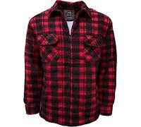 Mens Padded Shirts Lumberjack Hooded Flannel Check Jacket Thick Quilted Work Wear Warm Thermal Fleece Fur Lined Top Casual Coat Size M-XXL (Large, Red(Collared))