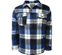 Mens Padded Shirts Lumberjack Hooded Flannel Check Jacket Thick Quilted Work Wear Warm Thermal Fleece Fur Lined Top Casual Coat Size M-XXL (Medium, Blue(Collared))