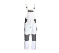 Mens Painters Decorators Bib & Brace Overalls Knee Pad Pockets White Dungarees Heavy Duty Multi Pockets White 36W / 32L