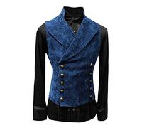 Mens Paisley Vest Slim Fit Classic Double Breasted Gothic Victorian Waistcoat Vintage Steampunk Sleeveless Jackets(Blue,3X-Large)