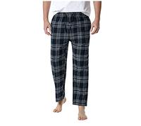 Mens Pajama Bottom, Mens Lounge Pants Checked Ultra-Soft Island Fleece Lounge Pants with Pockets Drawstring Elastic Waistband Mens Nightwear Lightweight Mens Adjustable Soft Pj Pjs Loungewear Trousers
