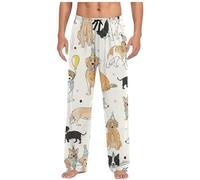 Mens Pajama Pants Corgi Dog Animals Paws Soft Lounge Sleep Pj Bottoms with Drawstring Pockets