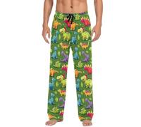 Mens Pajama Pants Lounge Sleep Pants Mens Pajamas Pj Bottoms for Dad Brother Husband Boyfriend, Cute Colorful Cartoon Dinosaurs, Medium