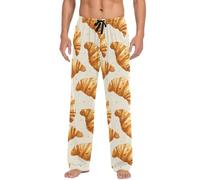 Men's Pajama Pants Sleep Lounge Pant Pajama Pj Bottoms for Dad Brother Husband Boyfriend, Delicious Beige Croissants-3, X-Large
