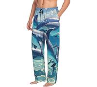Mens Pajama Pants Soft PJ Bottoms dolphins art Sleep Pant with Pockets Sleepwear Pants Pajama Bottom