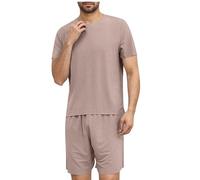 Mens Pajama Set Casual 2 Piece Outfits Summer Pjs Sets Lightweight Short Sleeve T-Shirts & Wide Leg Shorts Comfy Sleep Set Soft Pajama Sleepwear Loungewear Tracksuit Outfits