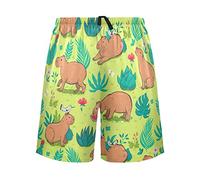Mens Pajama Shorts Cactus Capybaras Animal Men's Pj Lounge Sleep Shorts Multicolor