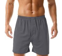 Mens Pajama Shorts Cotton Casual Lightweight Boxers Solid Loose Fit Loungewear Bottoms Elastic Waist Lightweight Lounge Shorts Dark Gray