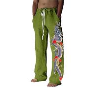 Men's Pajamas Pants Dragon Print Wide Leg Pants Sleepwear Casual Loose Palazzo Lounge Pants