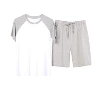 Mens Pajamas Sets Long 3/4 Men's Pyjamas, Plain Warm Casual Lounge Pants Tee Top with Elastic Waistband Two Pieces Thin Winter Autumn Soft and Comfortable Breathable Nightwear Loungewear for Yoga Gym