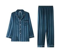 Mens Pajamas Sets Long Lounge Wear Set, Pants Tee Top Winter Autumn Soft and Comfortable with Elastic Waistband Breathable Two Pieces Casual Couple Plus Size Warm Nightwear Loungewear for Yoga Jogging