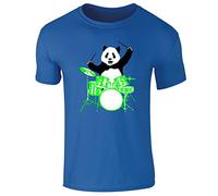 Mens Panda Bear Playing Drums T-Shirt Royal Blue (XL)