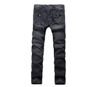 Men's Pants Big and Tall Men's New Tight-Fitting Ripped Straight Stretch Motorcycle Denim Trouser Hip-hop with Pockets Mens Slim Fit Jeans Construction Trousers Men (Gray,34,34)