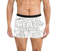 Mens Pants,Funny Boxers For Men,Everyday Comfort Men’s Underwear with Thanksgiving Doodle Print - Breathable Soft Fabric Everyday Daily Wear and Holiday Festive Briefs (White, L)